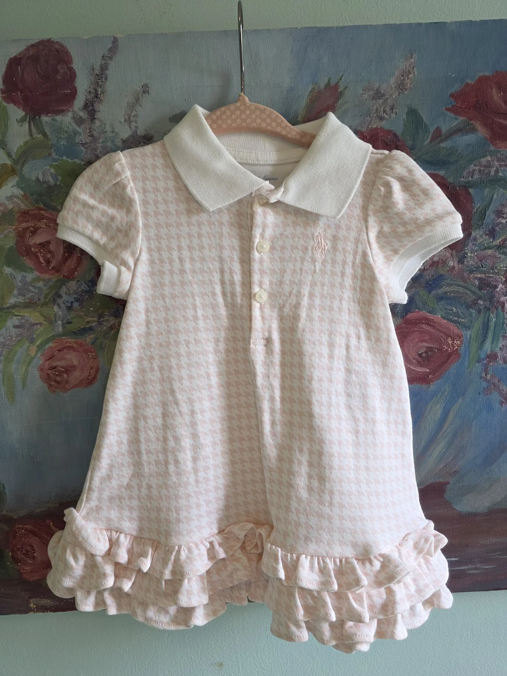 Ralph Lauren Light Pink Houndstooth Dress NWT